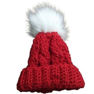 3-6 mo Minikins Red Chunky Knit Pompom Winter Hat
